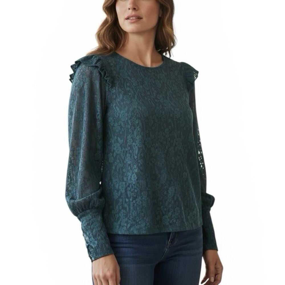Brea Canyon XXL Green Lace Whimsigoth Dark Romantic Gothic Peasant Style Blouse